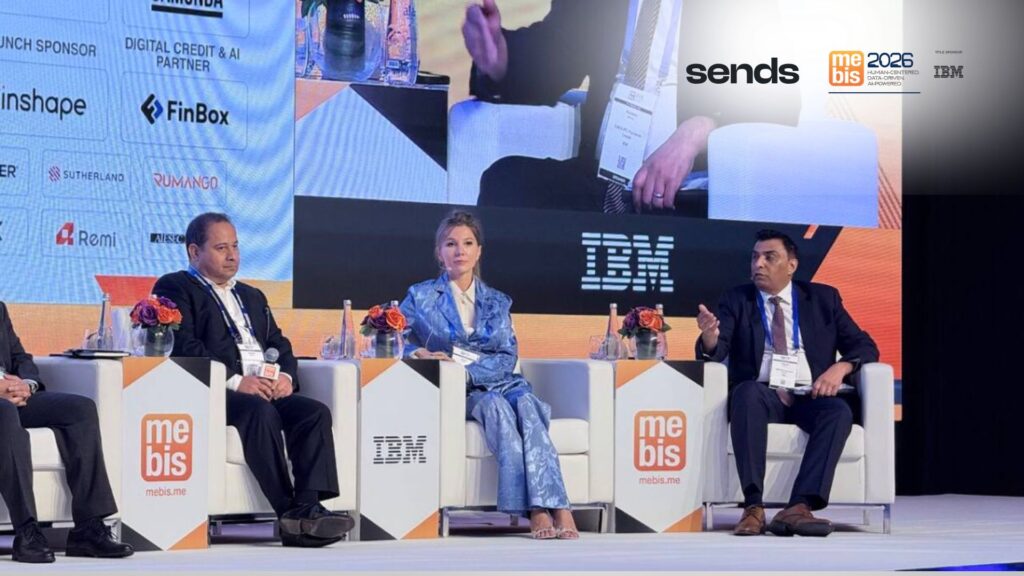 Sends CEO Alona Shevtsova speaking on the MEBIS 2026 panel: Payments innovation under discussion at Dubai's MEBIS 2026, where Sends chief Alona Shevtsova joined the panel